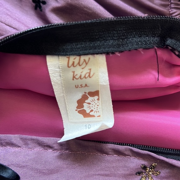 Lily Kid | Size 10 (Girls) Purple Strappy Tank Dress with Black and Gold Flowers - Picture 7 of 14